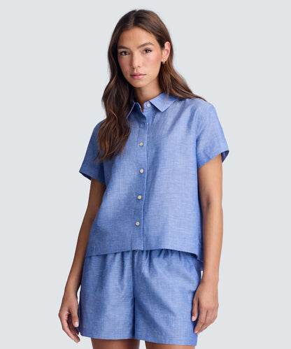 Women's Merino Linen Short Sleeve Shirt
