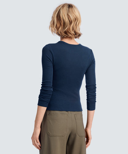 Women's Rib Fitted Long Sleeve Crew