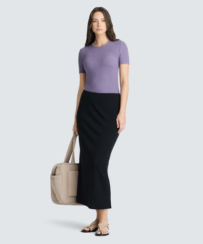 Women's Rib Fitted Crew Neck T-Shirt