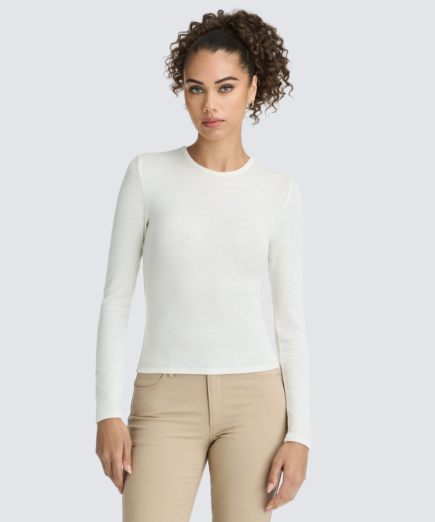 Women's Rib Fitted Long Sleeve Crew