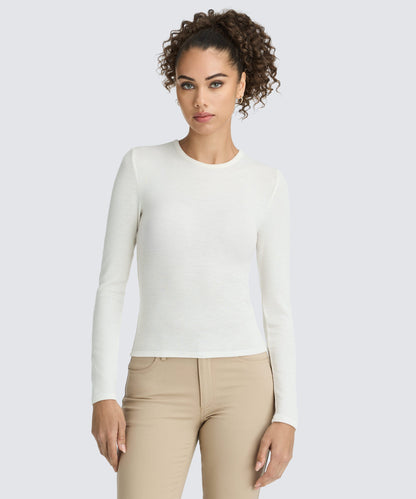 Women's Rib Fitted Long Sleeve Crew