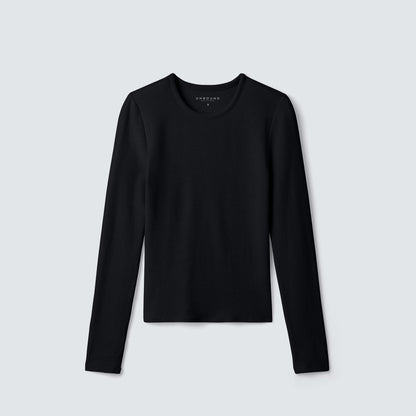 Women's Rib Fitted Long Sleeve Crew