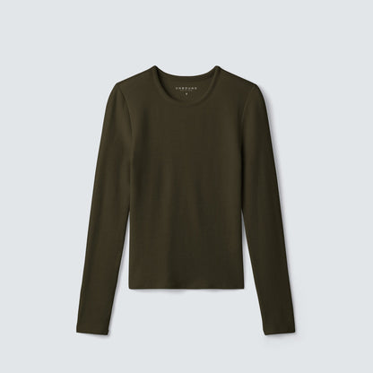 Women's Rib Fitted Long Sleeve Crew