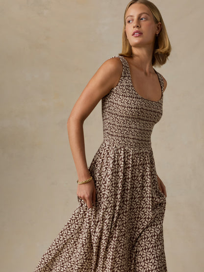 Sophia Smocked Dress - Chocolate Petal