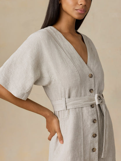Sun Strider Linen Camille Mini Dress - Flax