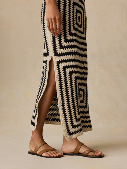 Seacoast Crochet Column Dress - Midnight Labyrinth