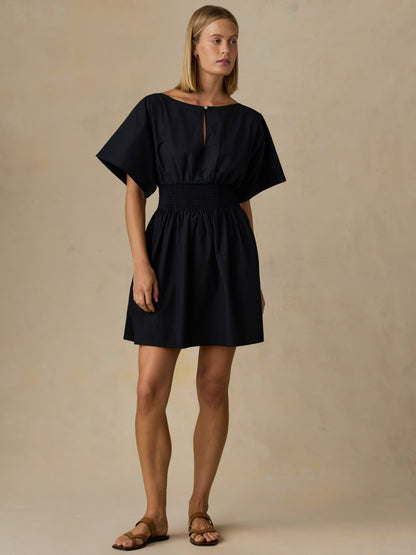 Coastal Poplin Elia Mini Smocked Dress - Black