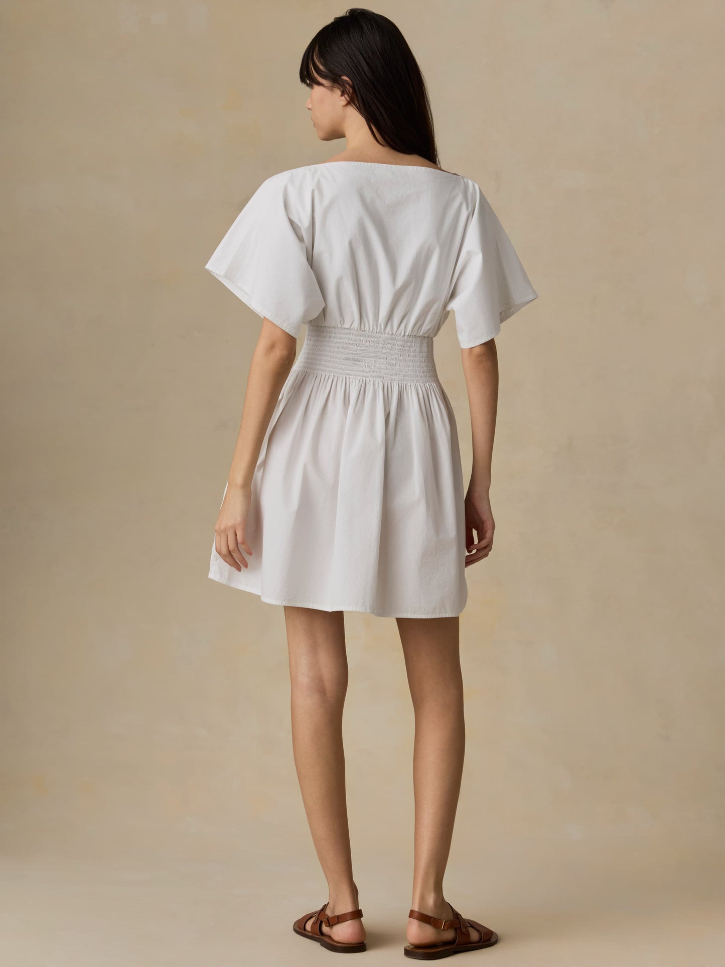 Coastal Poplin Elia Mini Smocked Dress - White