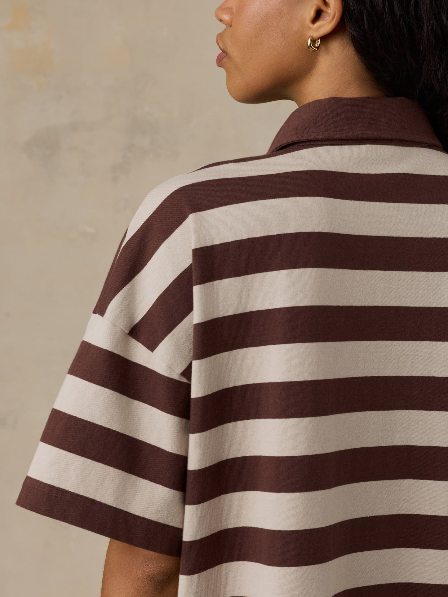 Recycled Cotton Knit Dress - Espresso Stripe