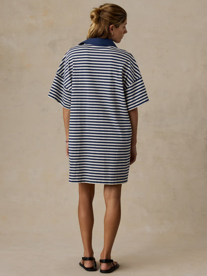 Recycled Cotton Knit Dress - Shadow Bay Stripe