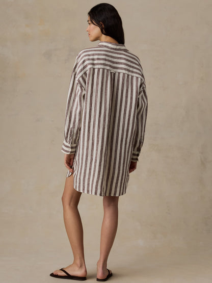 Laguna Linen Kova Shirtdress - Sandy Horizon Stripe