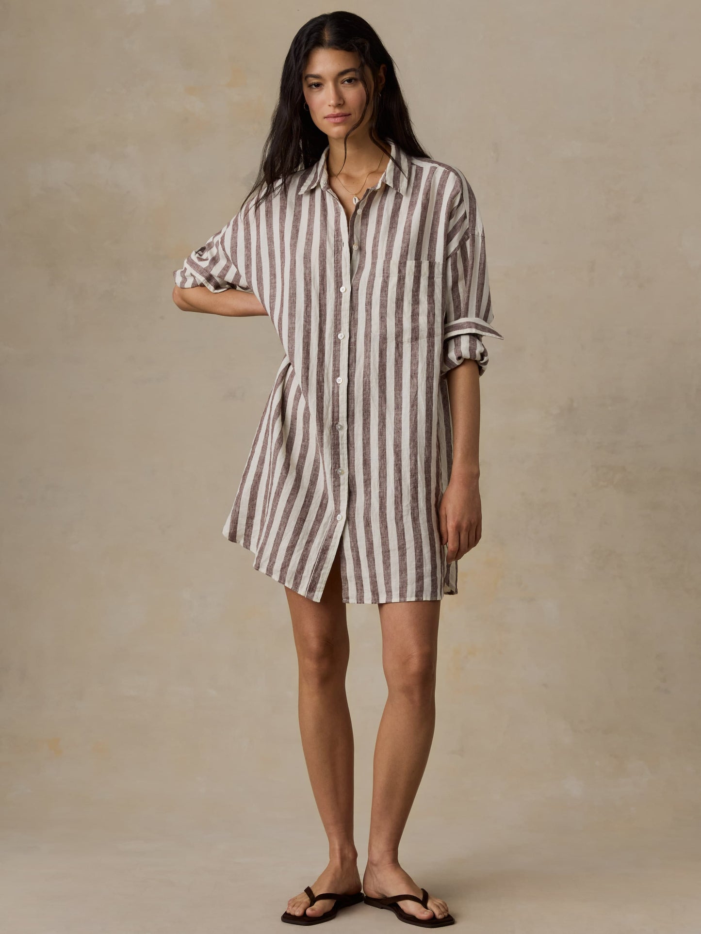 Laguna Linen Kova Shirtdress - Sandy Horizon Stripe