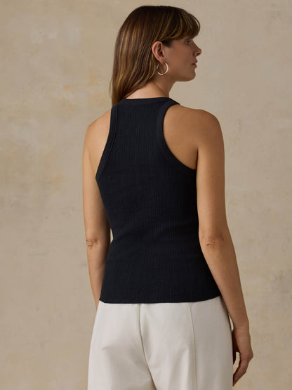 Paradise Pointelle Tank - Black