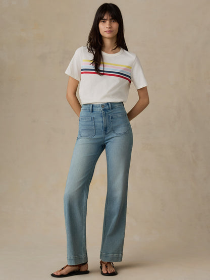 Sunwashed Regenerative Tee - Sunset Parade Stripe