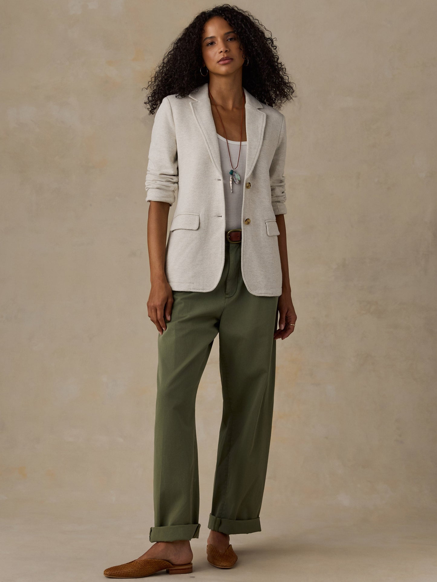 Inlet Knit Blazer - Light Oatmeal Melange