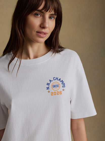 NY Knicks Recycled Cotton Vintage Tee - White