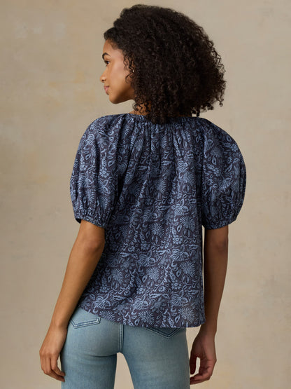 Voile Lettie Top - Blue Moon Petals