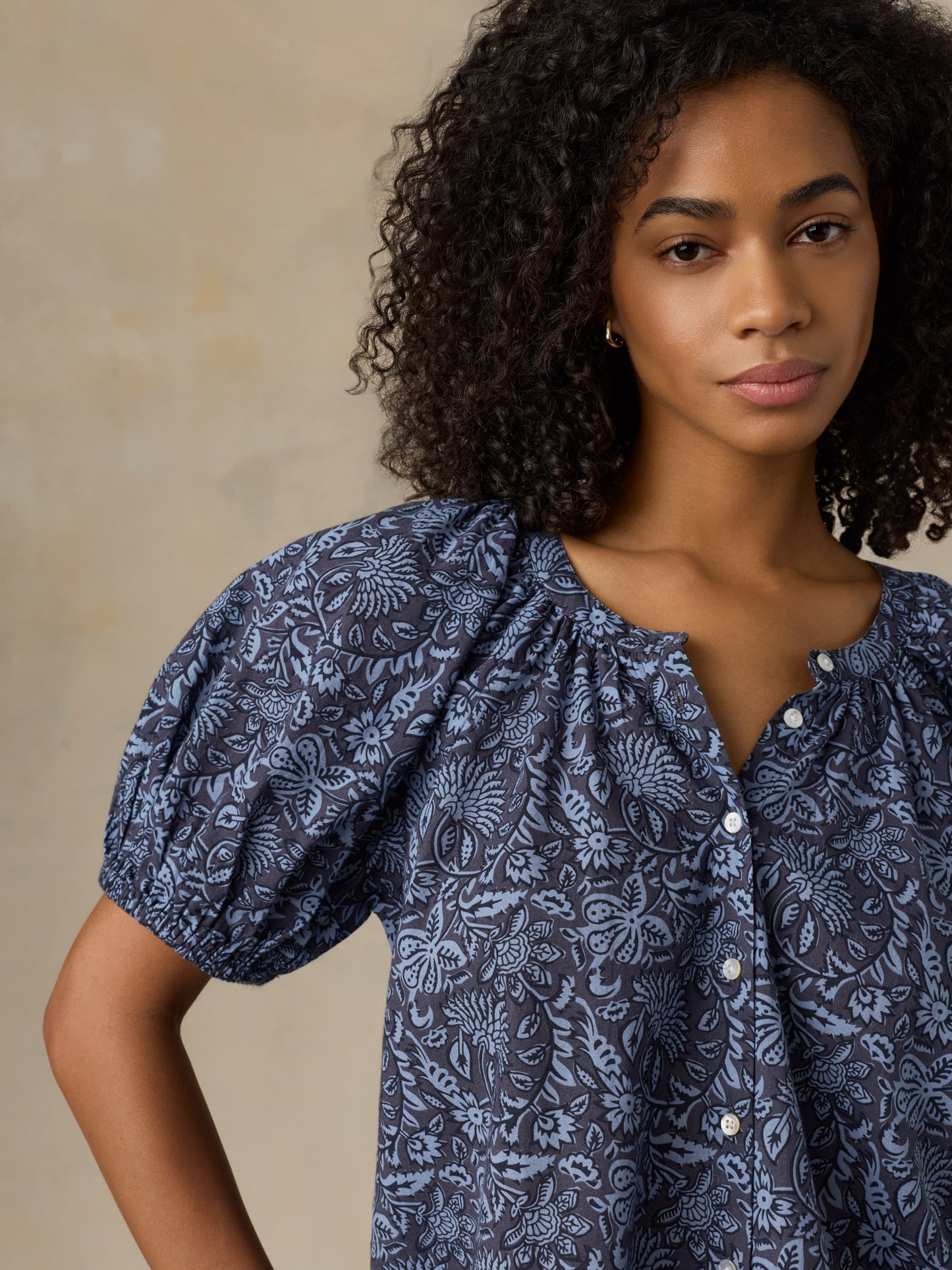 Voile Lettie Top - Blue Moon Petals