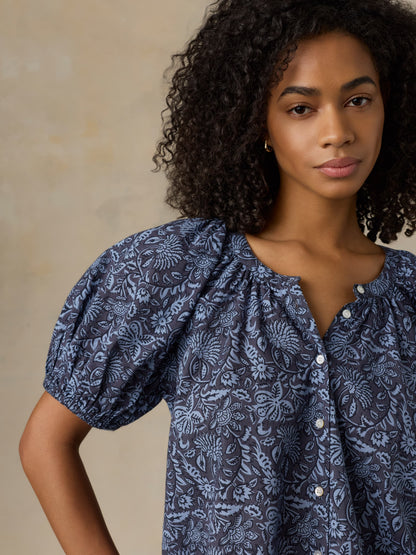 Voile Lettie Top - Blue Moon Petals