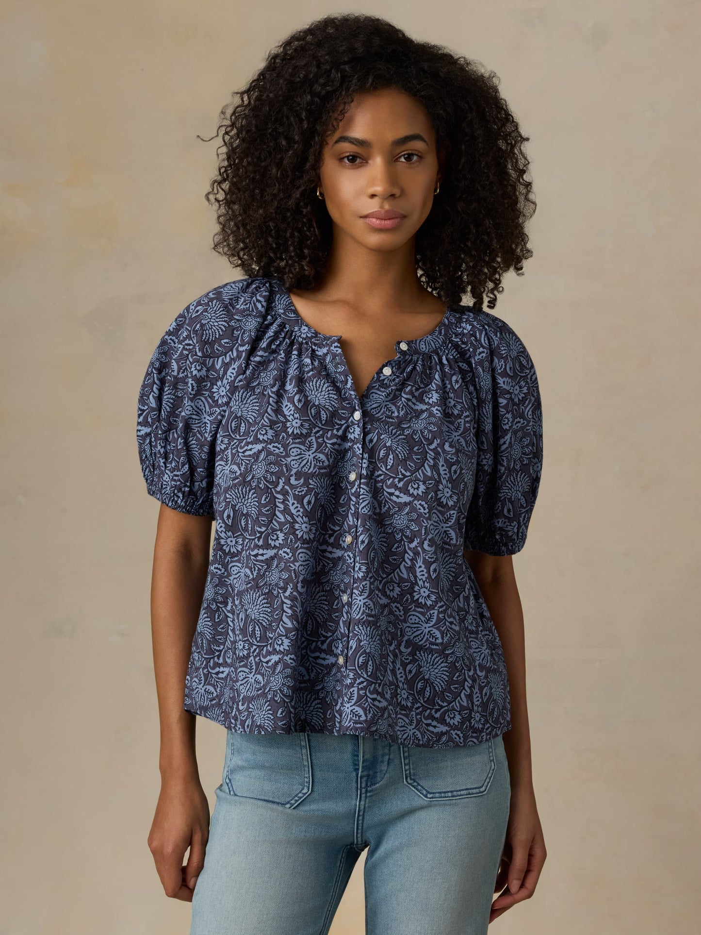 Voile Lettie Top - Blue Moon Petals