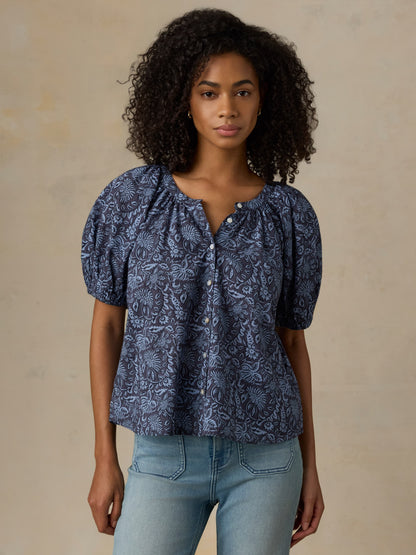 Voile Lettie Top - Blue Moon Petals