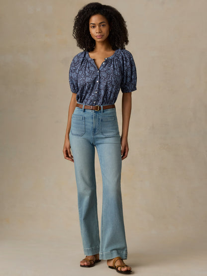 Voile Lettie Top - Blue Moon Petals