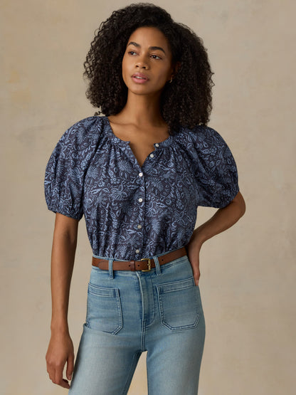 Voile Lettie Top - Blue Moon Petals