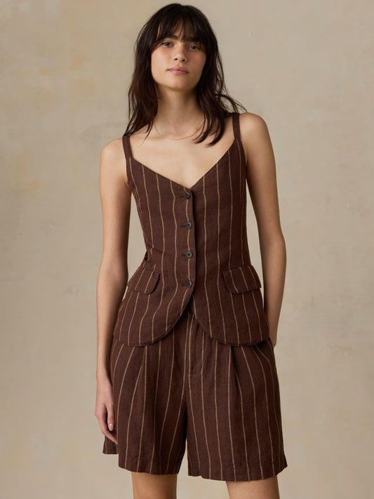 Sun Strider Linen Milo Vest - Harbor Line Stripe