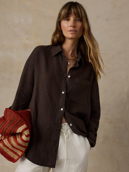 Laguna Linen Relaxed Shirt - Demitasse