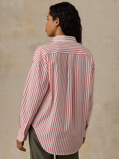 Coastal Poplin Relaxed Shirt - Summer Sail Stripe