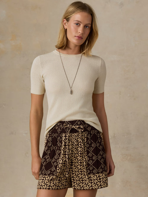 Miramar Linen Mini Rib Tee - Summer Sand