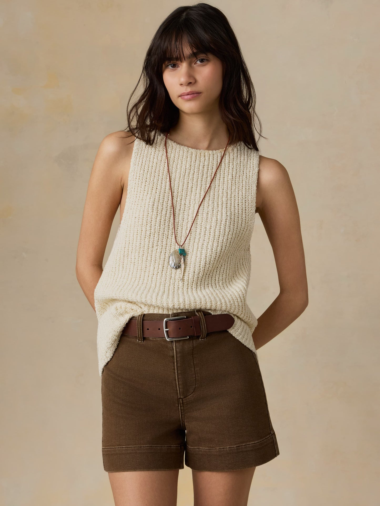 Hamptons Sweater Tank - Cream