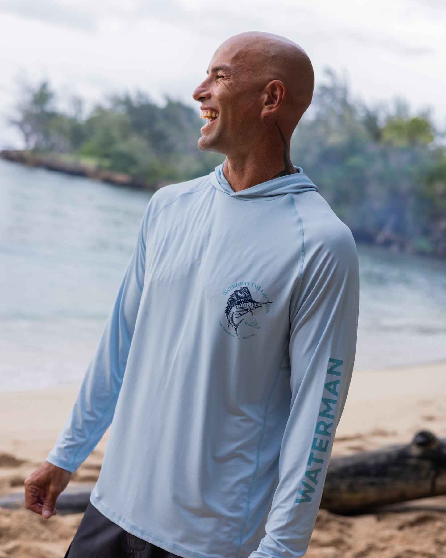 Waterman Marley Hooded Long Sleeve UPF 50 Surf Shirt - Skyway
