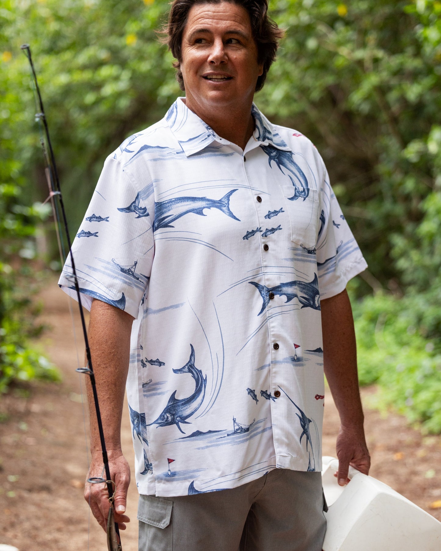 Waterman Fish On Short Sleeve Woven Shirt - White