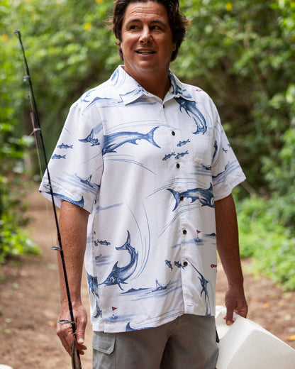 Waterman Fish On Short Sleeve Woven Shirt - White