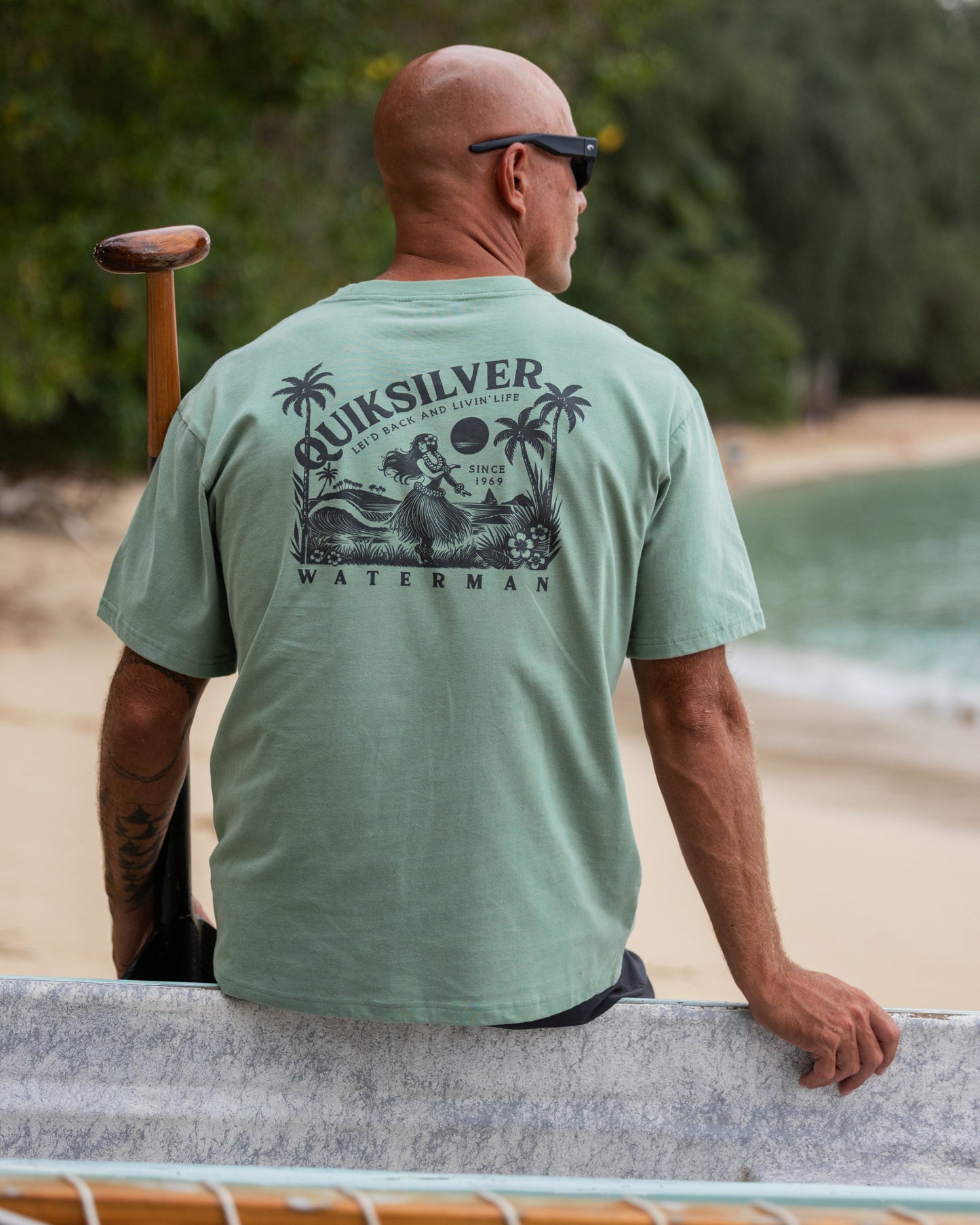 Waterman Lei'd Back Short Sleeve Cotton T-Shirt - Lily Pad