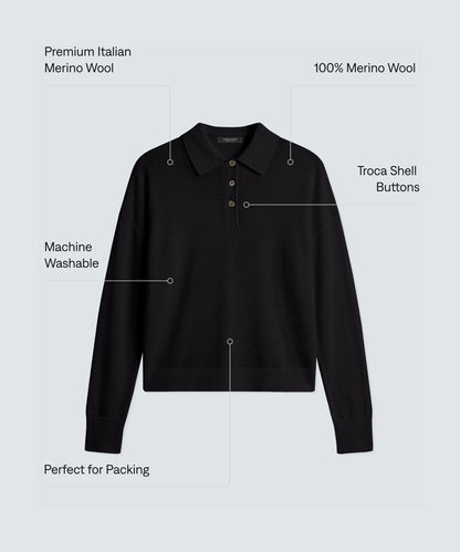 Women’s Long Sleeve Fine Knit Polo