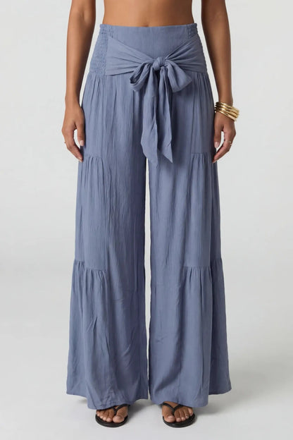 Tie Waist Tiered Palazzo Pant