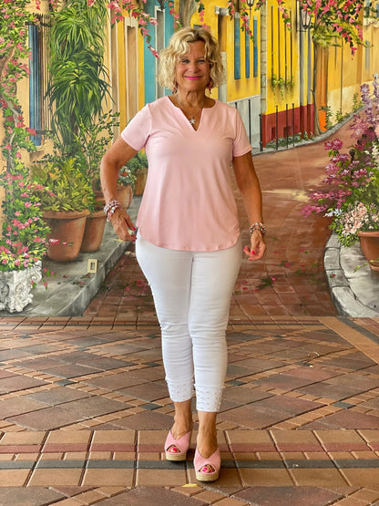 PALE PINK SHORT SLEEVE TOP
