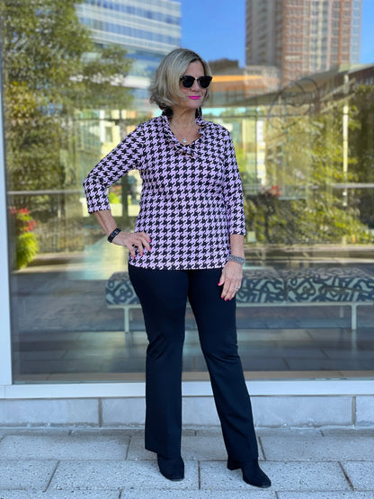 PINK HOUNDSTOOTH RUFFLE