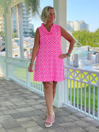 PINK DIAMONDS RUFFLE DRESS