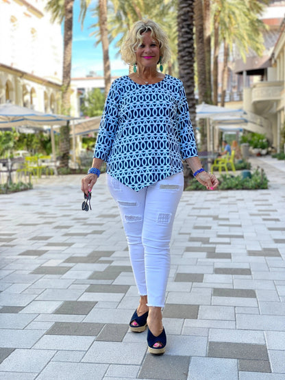 MELINA BLUE ASYMMETRIC TOP