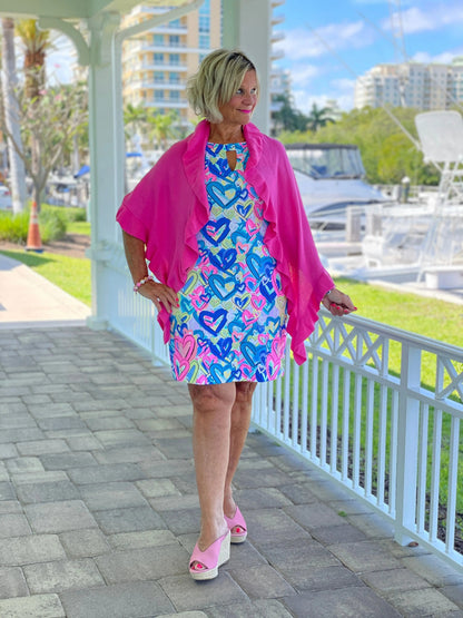 SECRET LOVE HEARTS LAYERED RUFFLE DRESS