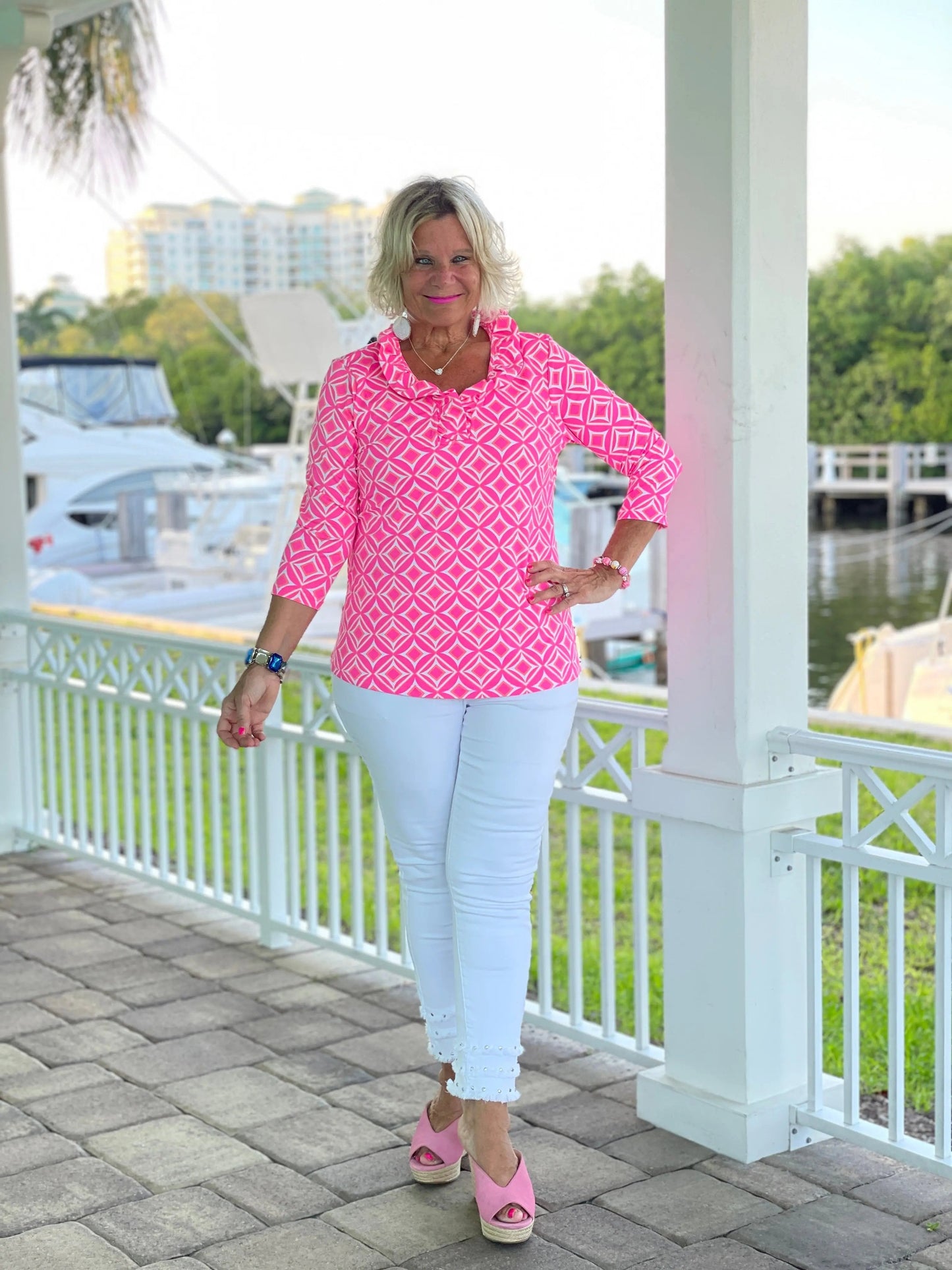 PINK DIAMONDS RUFFLE TOP