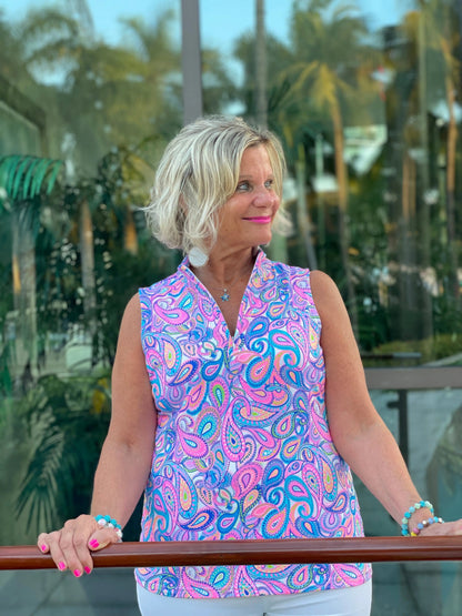 Paisley Sleeveless Zipper