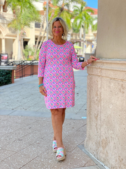 PALM TREE SIESTA SLEEVE DRESS