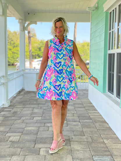 SECRET LOVE HEARTS RUFFLE DRESS