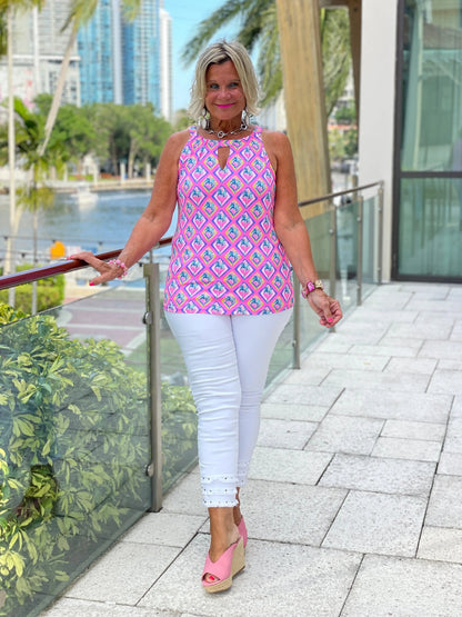 PALM TREE SIESTA KEYHOLE TOP