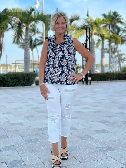 NAUTICAL LANE SLEEVELESS RUFFLE