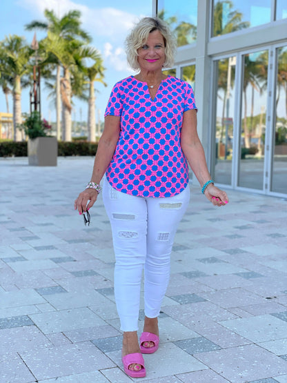 PINK SPADE SHORT SLEEVE TOP